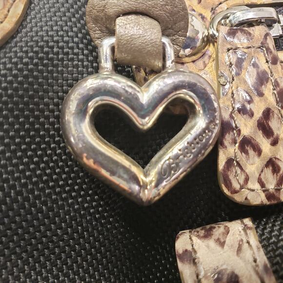 Womens Brighton Handbag Faux Python Trim Shoulder Bag Black Snakeskin Purse - Picture 4 of 16